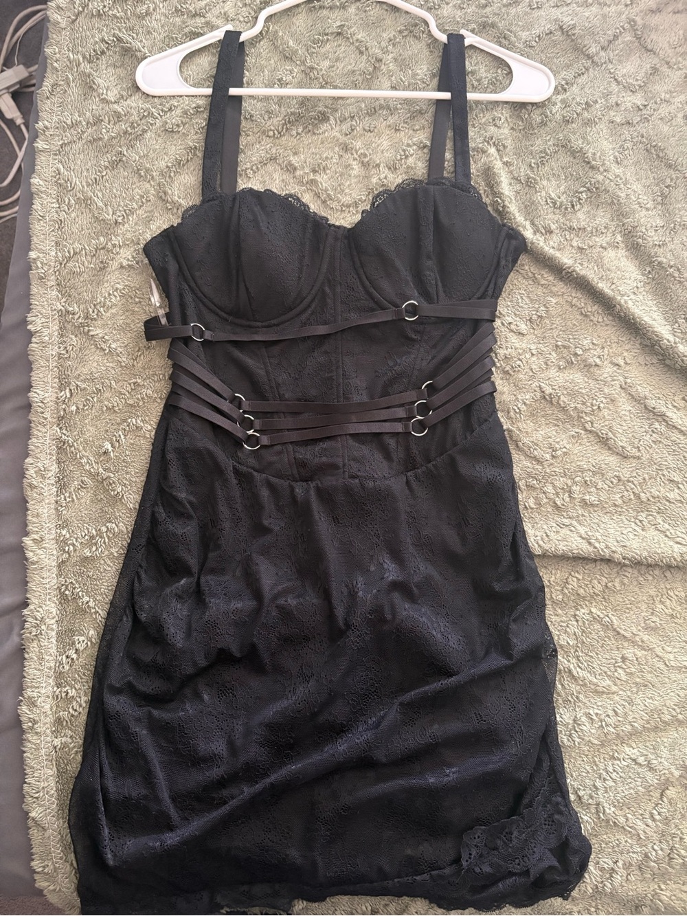 Fashion Nova Black Lace Strappy Mini Dress